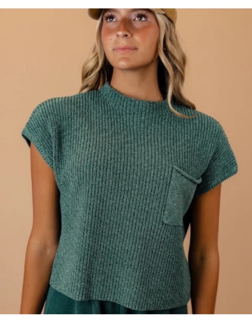 FP Beach Freya Short Sleeve Sweater Emerald Spell Green